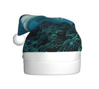 LLOTPQ Santa Hat for Adults â€“ Unisex Christmas Hat with Blue Shark Print Design, Perfect for Holiday Parties, New Year