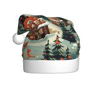 LLOTPQ Santa Hat for Adults â€“ Unisex Christmas Hat with Christmas village Print Design, Perfect for Holiday Parties, New Year
