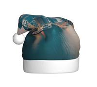 LLOTPQ Santa Hat for Adults – Unisex Christmas Hat with Hong Kong Print Design, Perfect for Holiday Parties, New Year