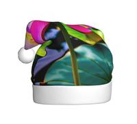 LLOTPQ Santa Hat for Adults – Unisex Christmas Hat with Lotus Flowers Print Design, Perfect for Holiday Parties, New Year