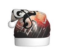 LLOTPQ Santa Hat for Adults â€“ Unisex Christmas Hat with Music Notes Print Design, Perfect for Holiday Parties, New Year