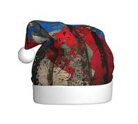 LLOTPQ Santa Hat for Adults – Unisex Christmas Hat with puerto rico wallpaper flag Print Design, Perfect for Holiday Parties, New Year
