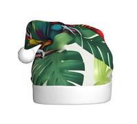 LLOTPQ Santa Hat for Adults â€“ Unisex Christmas Hat with Tropical Flower Leaf Parrot Print Design, Perfect for Holiday Parties, New Year