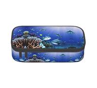 LLOTPQ Shark Swimming Under The Sea Print Pencil Case - Pen Organizer for Girls and Boys, School Supplies, Stationery, and Office Use
