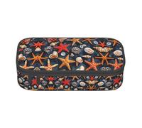 LLOTPQ Starfish and Seashell Pattern Print Pencil Case â€“ Pen Organizer for Girls and Boys, School Supplies, Stationery, and Office Use