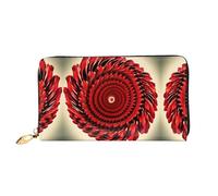 LLOTPQ Stylish Flower Vortex Spiral Print Leather Wallet - Long Clutch for Women, Bifold Checkbook Wallet with Coin Pocket