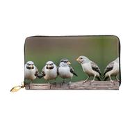 LLOTPQ Stylish Three Birds Print Leather Wallet - Long Clutch for Women, Bifold Checkbook Wallet with Coin Pocket
