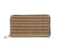 LLOTPQ Stylish Wicker Woven Pattern Print Leather Wallet - Long Clutch for Women, Bifold Checkbook Wallet with Coin Pocket