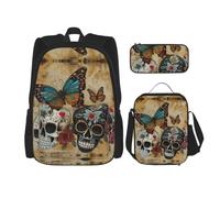 LLOTPQ sugar skulls butterfly Print School Bag, 15 Inch Laptop Backpack