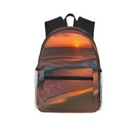 LLOTPQ Sunset at The Beach Print Casual Backpack for Travel Daypack | Middle Further Studies Youth Adjustable Shoulder Strap Storage Simplicity Three Good Students Waterproof Bolsa