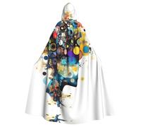 LLOTPQ Unisex Adult Halloween Hooded Cloak - Artificial Intelligence Brain Print Witch Capa, Comfortable Jedi Wizard Magician Themed Costume