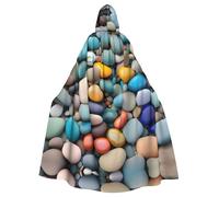 LLOTPQ Unisex Adult Halloween Hooded Cloak - Beach Colored Pebbles Print Witch Capa, Comfortable Jedi Wizard Magician Themed Costume