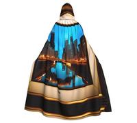 LLOTPQ Unisex Adult Halloween Hooded Cloak - Chicago Reflected Print Witch Capa, Comfortable Jedi Wizard Magician Themed Costume