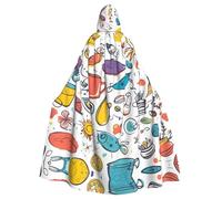LLOTPQ Unisex Adult Halloween Hooded Cloak - colorful Hand Drawn Feathers On White Print Witch Capa, Comfortable Jedi Wizard Magician Themed Costume