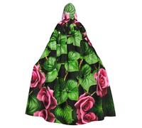 LLOTPQ Unisex Adult Halloween Hooded Cloak - Floral Rose Ivy with Leaves Spring Print Witch Capa, Comfortable Jedi Wizard Magician Themed Costume