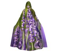 LLOTPQ Unisex Adult Halloween Hooded Cloak - Lavender Flower s Print Witch Capa, Comfortable Jedi Wizard Magician Themed Costume