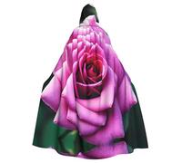 LLOTPQ Unisex Adult Halloween Hooded Cloak - Purple Rose Flower Print Witch Capa, Comfortable Jedi Wizard Magician Themed Costume