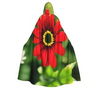 LLOTPQ Unisex Adult Halloween Hooded Cloak - Red Flower Print Witch Capa, Comfortable Jedi Wizard Magician Themed Costume