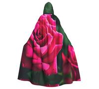 LLOTPQ Unisex Adult Halloween Hooded Cloak - Rose Flower Print Witch Capa, Comfortable Jedi Wizard Magician Themed Costume