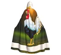 LLOTPQ Unisex Adult Halloween Hooded Cloak - Shine Rooster Print Witch Capa, Comfortable Jedi Wizard Magician Themed Costume