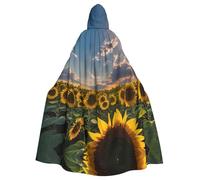 LLOTPQ Unisex Adult Halloween Hooded Cloak - Sunflowers Sunlight Print Witch Capa, Comfortable Jedi Wizard Magician Themed Costume