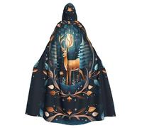 LLOTPQ Unisex Adult Halloween Hooded Cloak - Xmas Gift Deer Print Witch Capa, Comfortable Jedi Wizard Magician Themed Costume