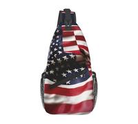 LLOTPQ Unisex Firefighter American Flag Print Cross Chest Bag - Lightweight Travel Sling Backpack, Perfect for Hiking, and Everyday Use