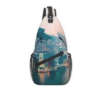 LLOTPQ Unisex Hong Kong Print Cross Chest Bag - Lightweight Travel Sling Backpack, Perfect for Hiking, and Everyday Use