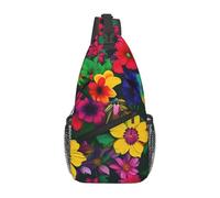 LLOTPQ Unisex Rainbow Flowers pattern Print Cross Chest Bag - Lightweight Travel Sling Backpack, Perfect for Hiking, and Everyday Use