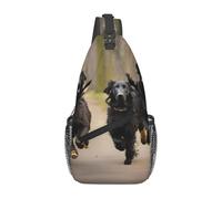 LLOTPQ Unisex Trotting Flat Coated Retrievers Paw Print Cross Chest Bag - Lightweight Travel Sling Backpack, Perfect for Hiking, and Everyday Use