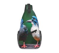 LLOTPQ Unisex Two Birds Print Cross Chest Bag - Lightweight Travel Sling Backpack, Perfect for Hiking, and Everyday Use
