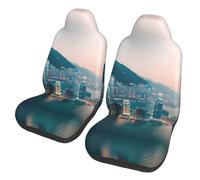 LLOTPQ Universal Auto Front Seat Covers â€“ Washable, Breathable â€“ Fits Car, SUV, Sedan, Truck â€“ Hong Kong Full Print Design