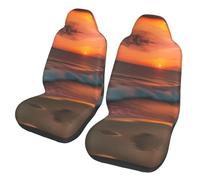 LLOTPQ Universal Auto Front Seat Covers â€“ Washable, Breathable â€“ Fits Car, SUV, Sedan, Truck â€“ Sunset at The Beach Full Print Design