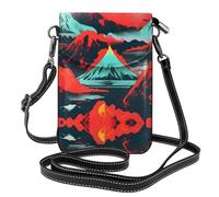 LLOTPQ Volcano Bloom Print Small Cell Phone Purse - Roomy Wallet, Leather Crossbody Bag for Women, Perfect for Daily Life