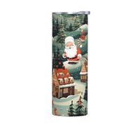 LLOTPQ Without Accessories Stainless Steel Mug - 20 oz Christmas Village Print Insulated Water Bottle, Ideal for Office, Car, Camping, Sports