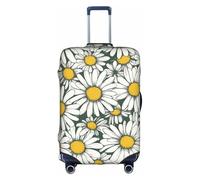 LLOTPQ XL Suitcase Cover Protector â€“ White Daisy Print Luggage Case for Women & Girls, Travel Accessories, Aesthetic Tags