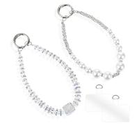 LLOUSSAK 2 Pcs Phone Wrist Strap with Tether Tab, Detachable Phone Bracelet Strap, Pearl Beaded Wristlet Strap for Phones Case, Anti-Loss Cell Phones Bracelet Wristlet for Wallet Camera Charm