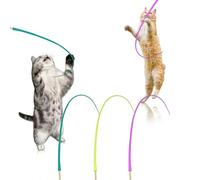 LLOUSSAK Cat Toy Wand, Interactive Cat Wands for Indoor Cats, Rubber-Like Simulation Mouse Tail and Natural Wooden Stick 2-in-1 CatTeaser Wand, CatWand Toys for Indoor Cats for Most Catsand Kittens
