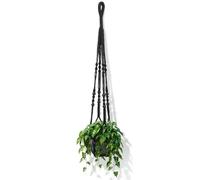 LLOUSSAK Macrame Plant Hanger Indoor, Hanging Planters for Indoor, No Tassel Hanging Plant Holder with Wood Beads, Crochet Boho Flower Pot Holder for Home Decor 35 Inch Black