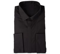 Lloyd Attree & Smith Men's Black Tailored Fit Dress Shirt with Regular Collar Double Cuff for Work Wedding Formal Casual Occasions (UK, 16.5)