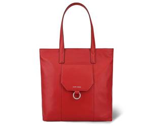 Lloyd Baker London - EDYLN Leather Tote Bag: Women's Modern Design in 100% Genuine Full Grain Leather with a Magnetic Popper Closure- SAMBA (Red)