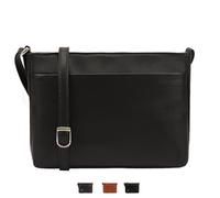 Lloyd Baker London Genuine Leather Crossbody Bag with Multiple Zips and Adjustable Shoulder Strap | Tamarra (Black)