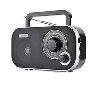 LLOYTRON "Calypso" 2 Band AC / DC Portable Radio with Integral Carry Handle - Telescopic Antenna - Auxiliary Input - Earphone Socket - Rotary Volume and Tuning Control - Mains or Battery Powered - N2405BK - Black