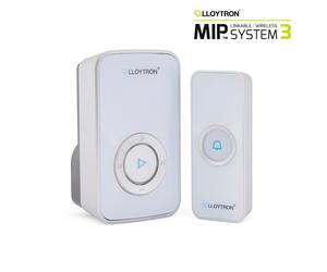 Lloytron Door Bell Kit Wireless MIP3 - 32 Melody Plug In Chime & Push - White