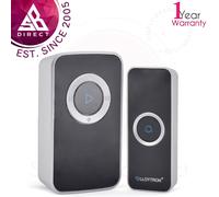 Lloytron MIP3 Wireless Portable Door Bell with Rechargeable Chime Kit│Black│InUK