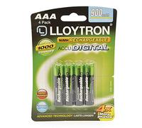LLOYTRON NiMH Rechargeable AccuDigital Batteries / AAA Size / 900mAh / 4 Pack - B015
