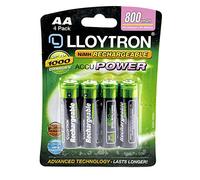 Lloytron AA 800mAh NiMH AccuPower Rechargeable Batteries - Set of 4 (Model B011)