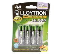 LLOYTRON NiMH Rechargeable AccuUltra Batteries / AA Size / 2700mAh / 4 Pack - B1025, Green