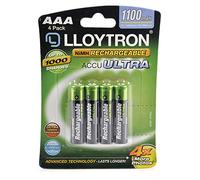 Lloytron B1004 Rechargeable Accuultra AAA Ni-MH Batteries 1100mAh - 4 in a Pack