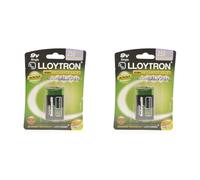 LLOYTRON NiMH Rechargeable AccuUltra Battery / 9V (PP3) Size / 250mAh / 2 Pack - B018